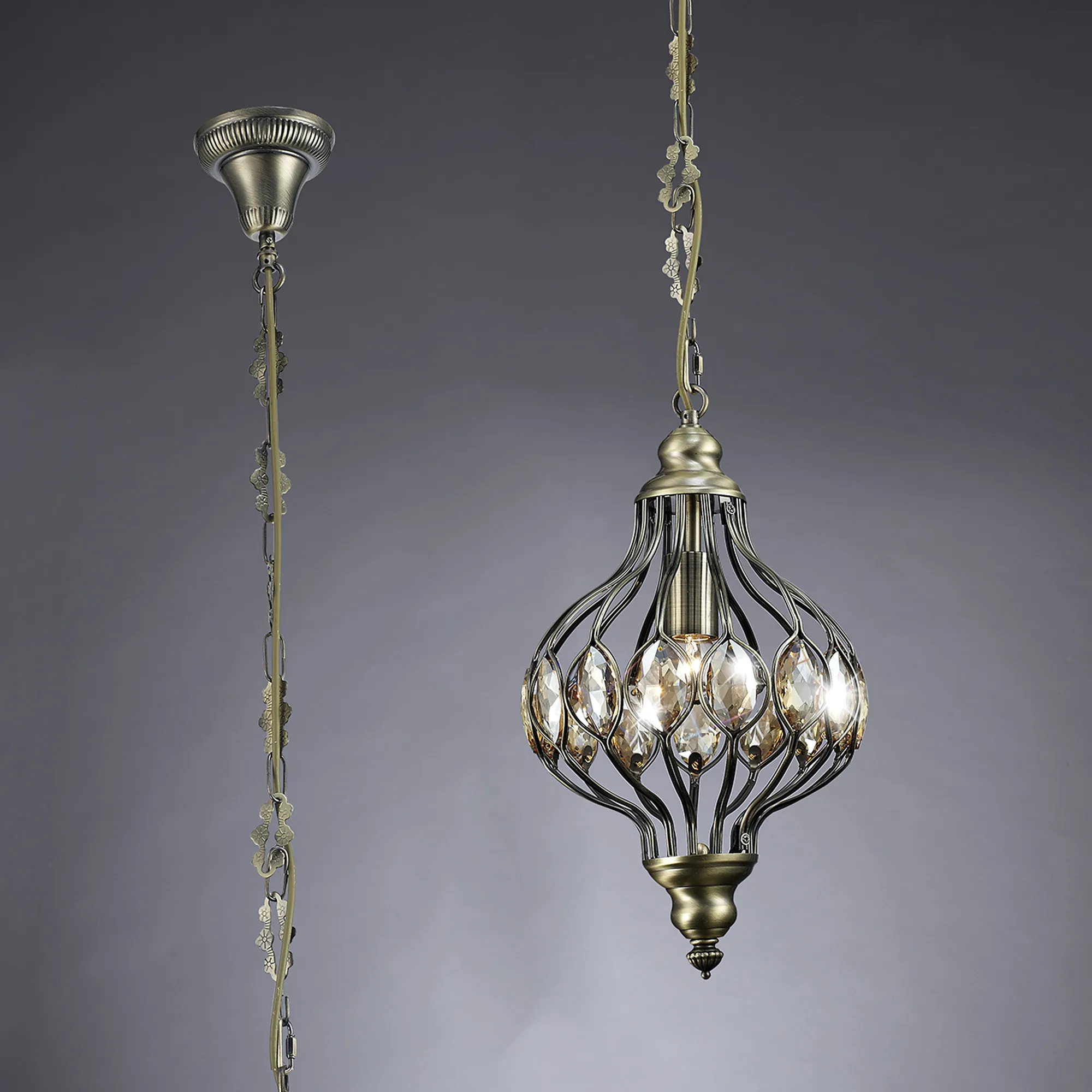 Marisa Crystal Ceiling Lights Diyas Single Crystal Pendants